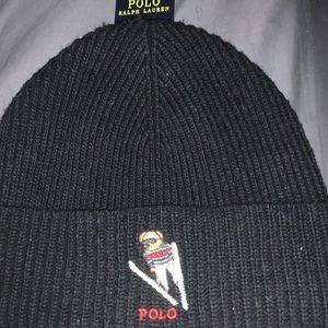 Polo Ralph Lauren beanie ski bear hat new black